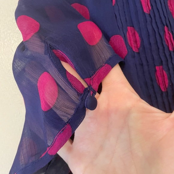 J.B.S. Navy and Pink Polka Dot Midi Dress - Picture 4 of 6